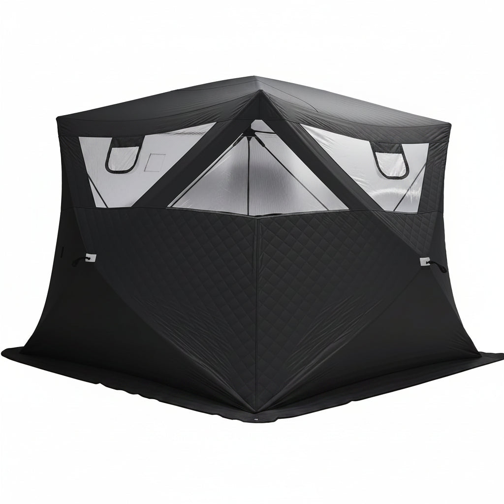 Outdoor Sauna Tent with Wood Burning Stove, 4-6 Person Portable Sauna Tent, 8.2 X 8.2 X 6.7 FT, 3-Layer Thermal Oxford Fabric, Pop-Up Setup, Open-View Windows, Ground Nails & Wind Ropes, Grey
