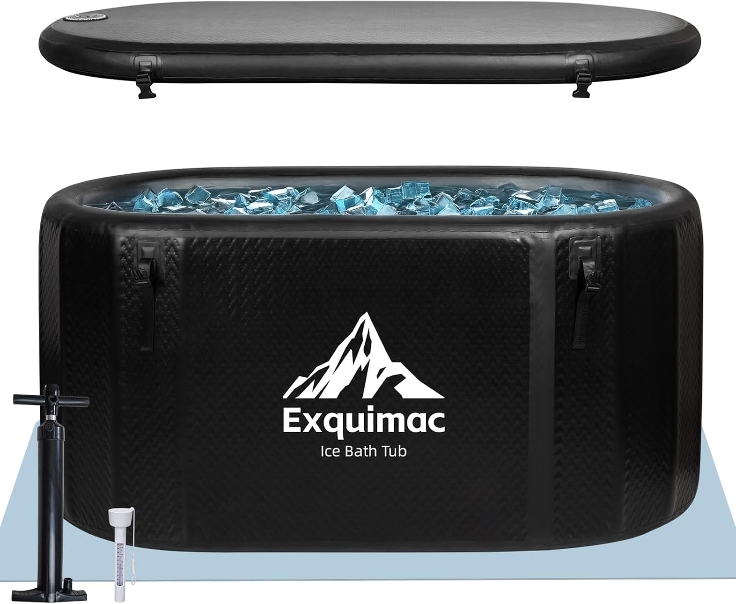 Ice Bath Tub, 216 Gallon Inflatable Cold Plunge Tub with Thermometer and Water-Absorbent Mat, Portable Bath Tub for Outdoor & Indoor Recovery, 59"X32"X29"
