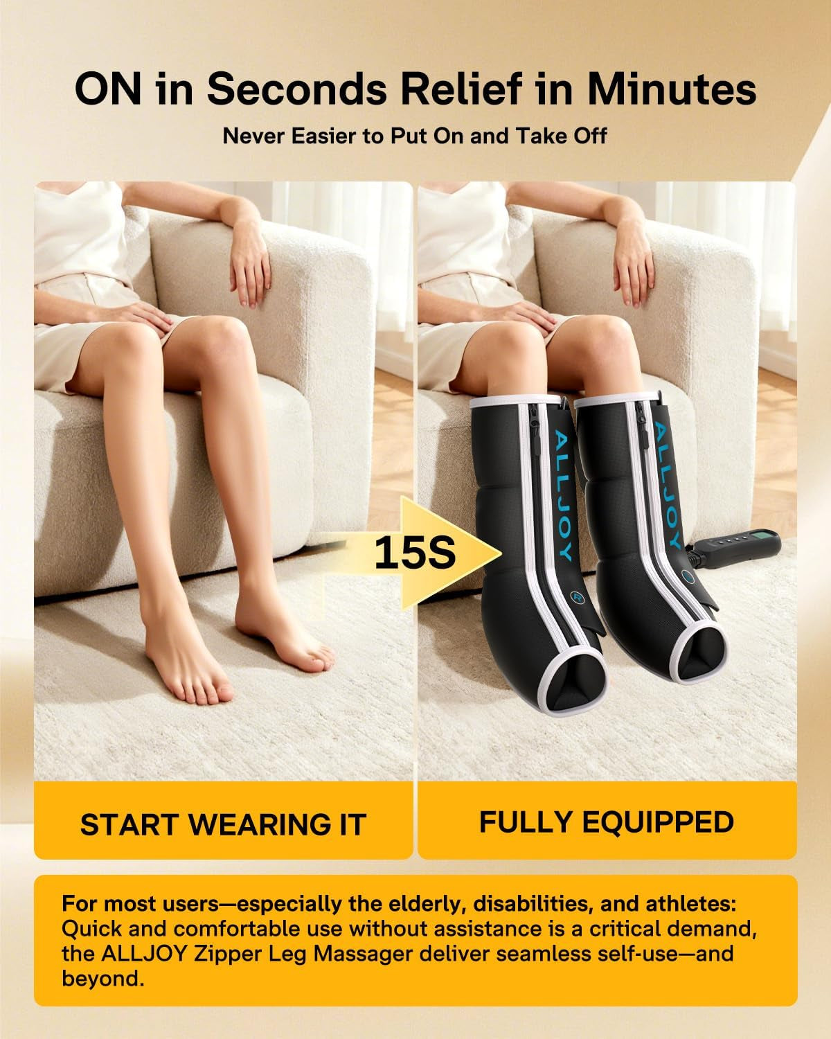 Leg Massager with Heat and Compression, Sequential Leg Compression Massager Boots with 2 Heat 4 Mode 4 Intensity, Leg Massager for Circulation and Pain Relief FSA