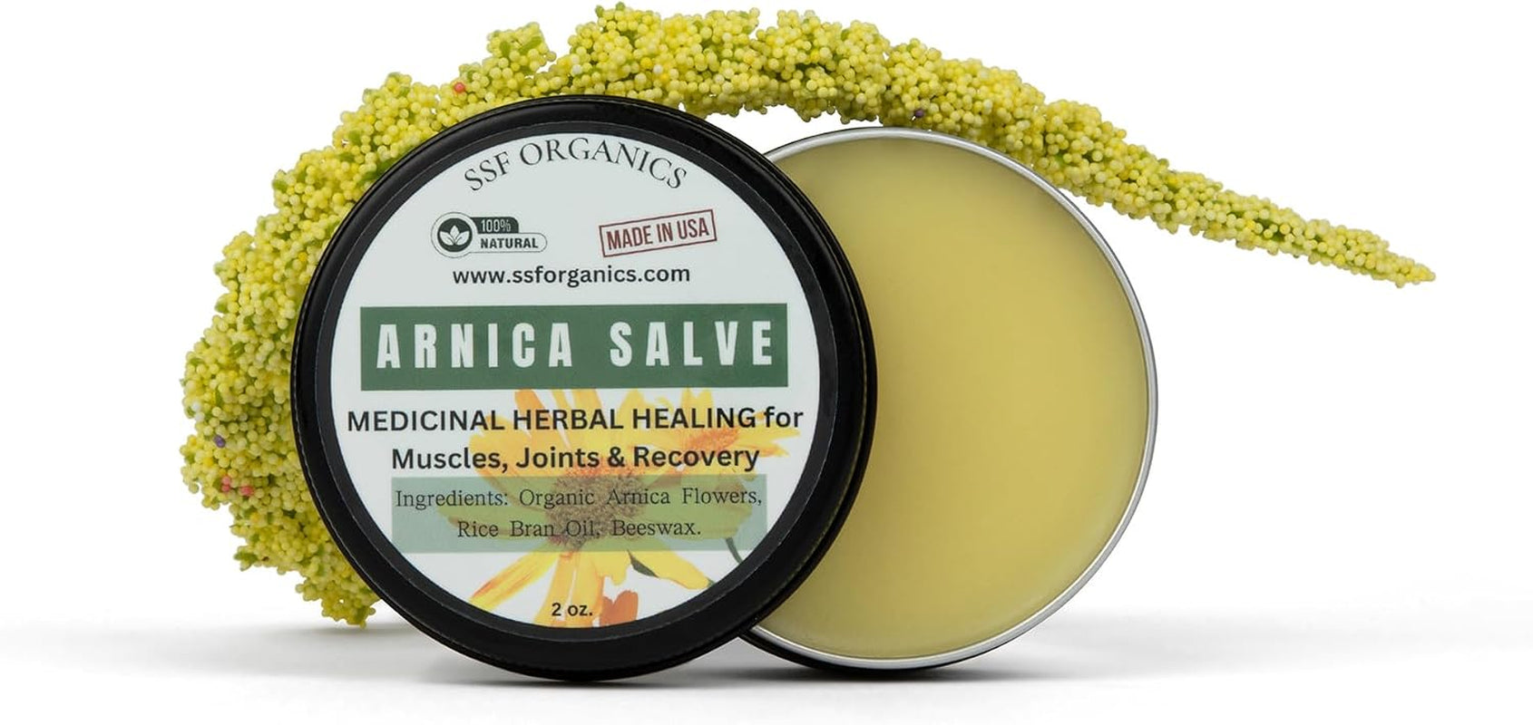SSF Organics- Recovery and Relief- Topical Ointments and Balms- Arnica Salve | Treats Fragile Thin Skin, Bruises, Sore Muscles, Visibile Veins, Swelling, Massage, Post Workout Recovery.