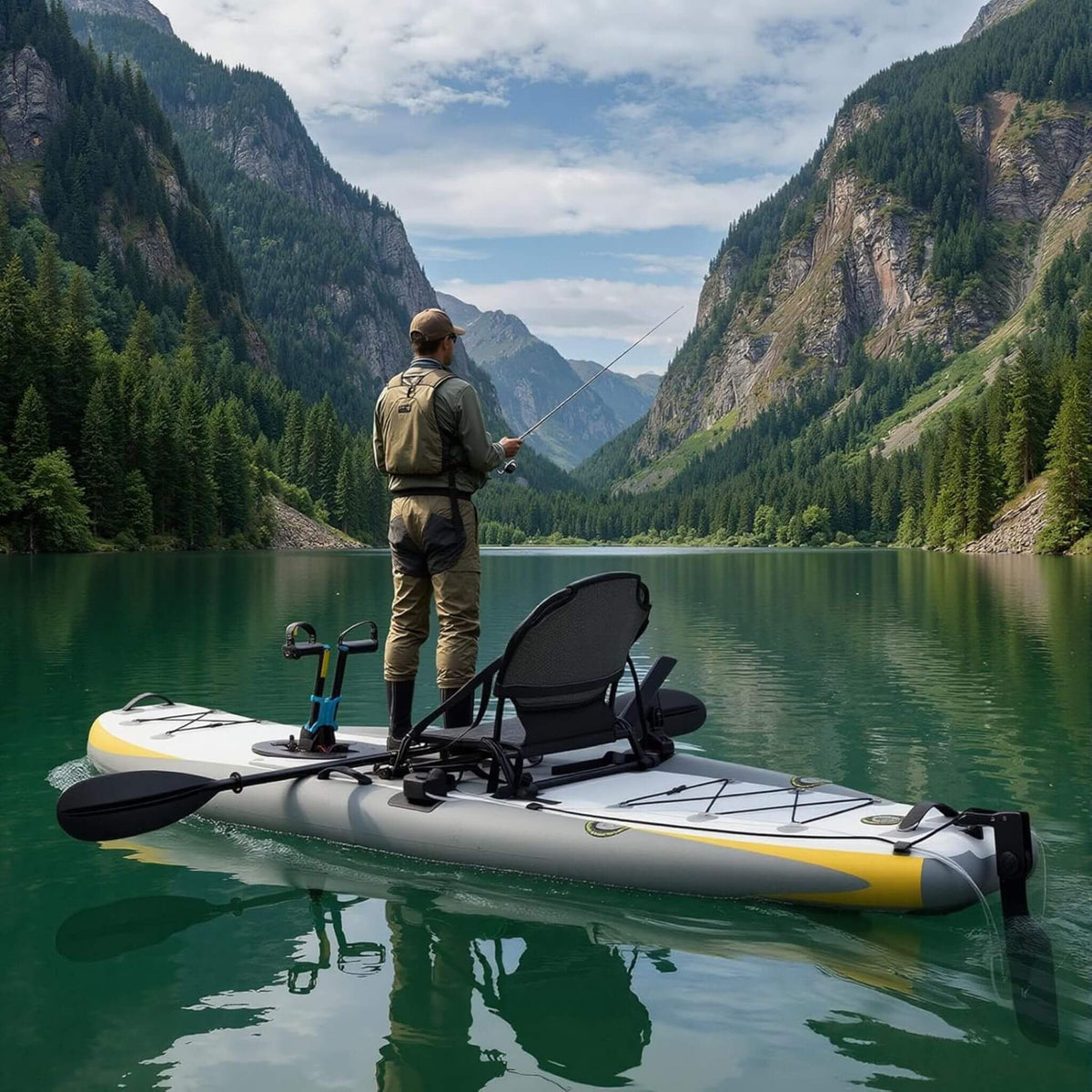 The Fishing Kayak | Complete Pedal System - 12 Ft Lightweight PVC