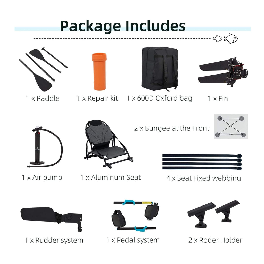 The Fishing Kayak | Complete Pedal System - 12 Ft Lightweight PVC