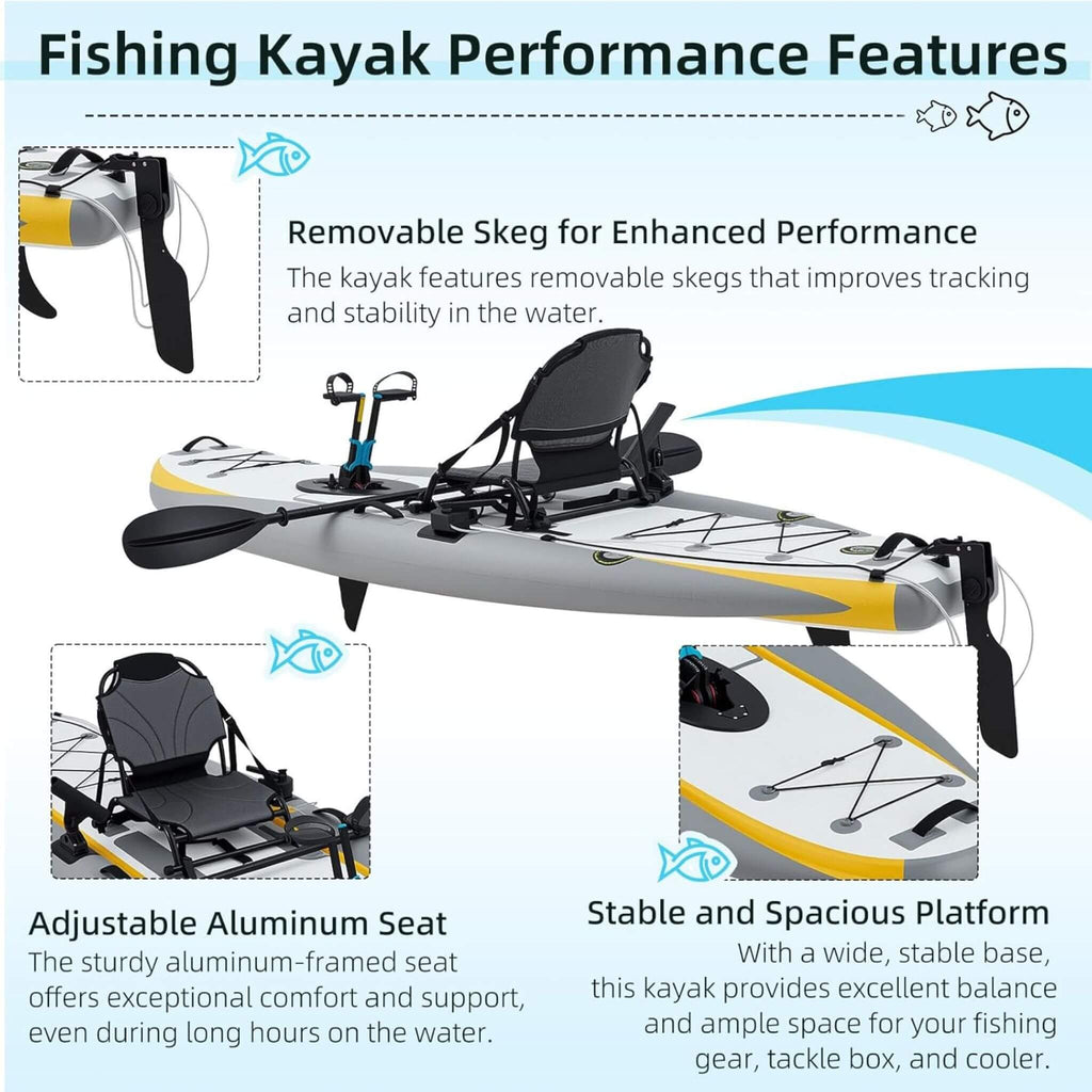 The Fishing Kayak | Complete Pedal System - 12 Ft Lightweight PVC