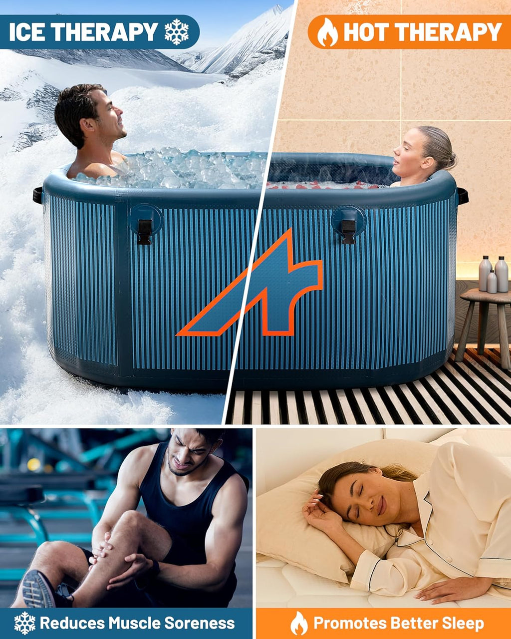 Inflatable 126 Gal XXL Oval Cold Plunge Tub, Superior Insulation, 8-Layered Portable Ice Bath Tub, Ice Plunge with Insulated Lid, Hand Pump, Eva Pad, Outdoor Use for Athletes, Adults
