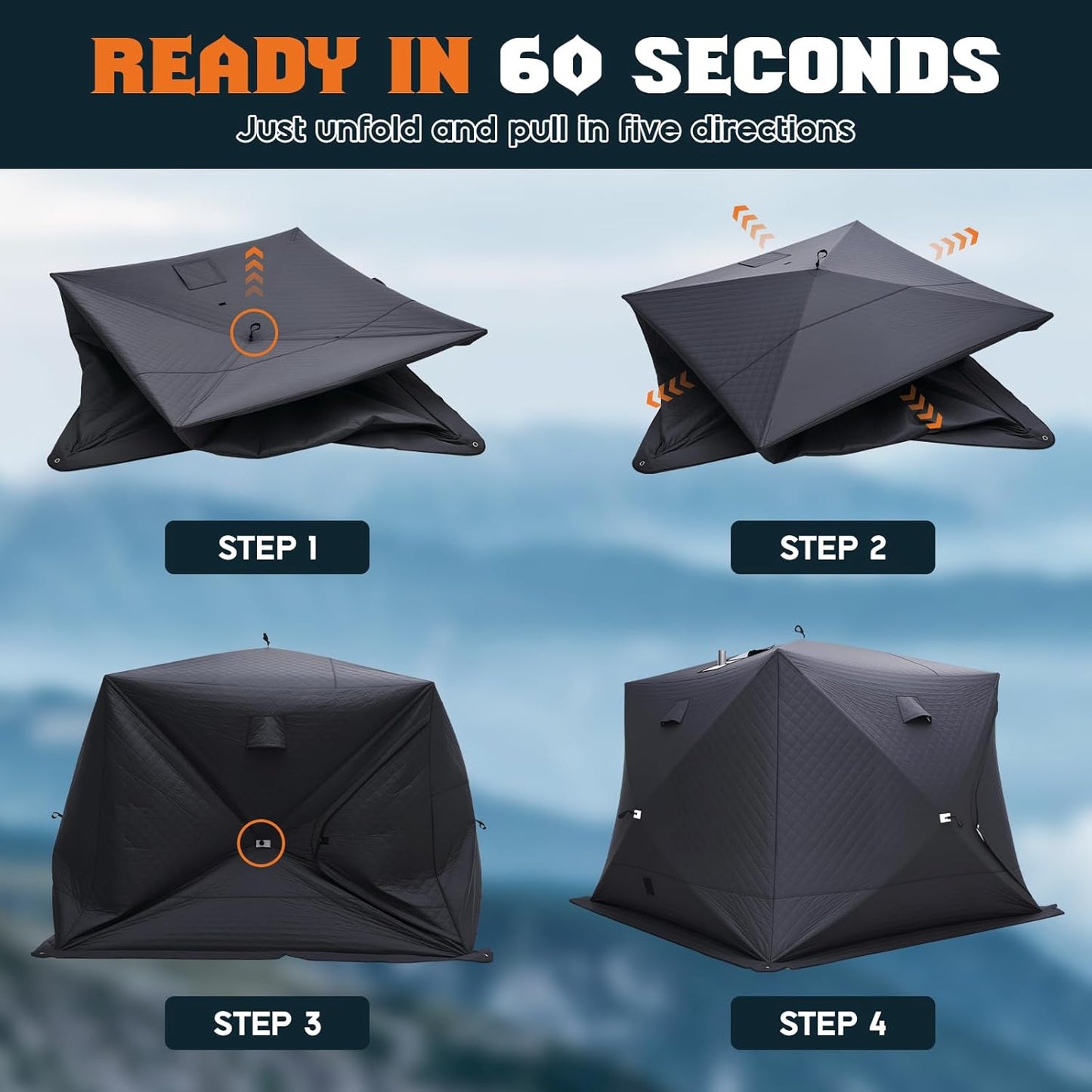 Outdoor Sauna Tent with Wood Burning Stove, 4-6 Person Portable Sauna Tent, 8.2 X 8.2 X 6.7 FT, 3-Layer Thermal Oxford Fabric, Pop-Up Setup, Open-View Windows, Ground Nails & Wind Ropes, Grey