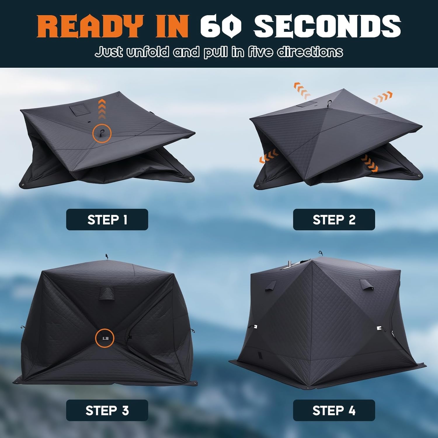 Outdoor Sauna Tent with Wood Burning Stove, 4-6 Person Portable Sauna Tent, 8.2 X 8.2 X 6.7 FT, 3-Layer Thermal Oxford Fabric, Pop-Up Setup, Open-View Windows, Ground Nails & Wind Ropes, Grey