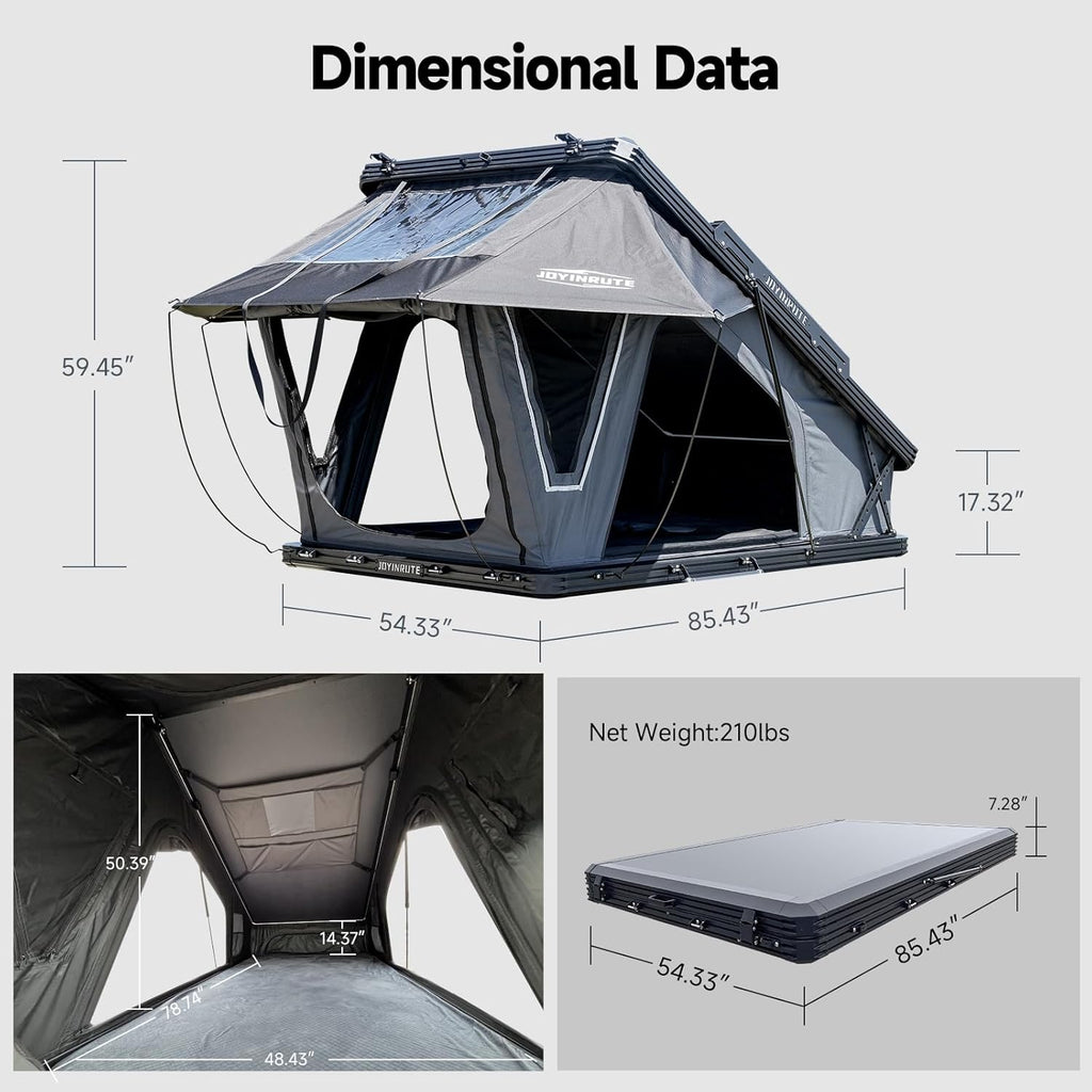 Aluminum Rooftop Tent for 4 Season Camping,Pop up Hard Shell Roof Top Tent Hardshell for Jeep Truck SUV Car,2-3 Person