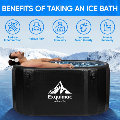 Ice Bath Tub, 216 Gallon Inflatable Cold Plunge Tub with Thermometer and Water-Absorbent Mat, Portable Bath Tub for Outdoor & Indoor Recovery, 59"X32"X29"