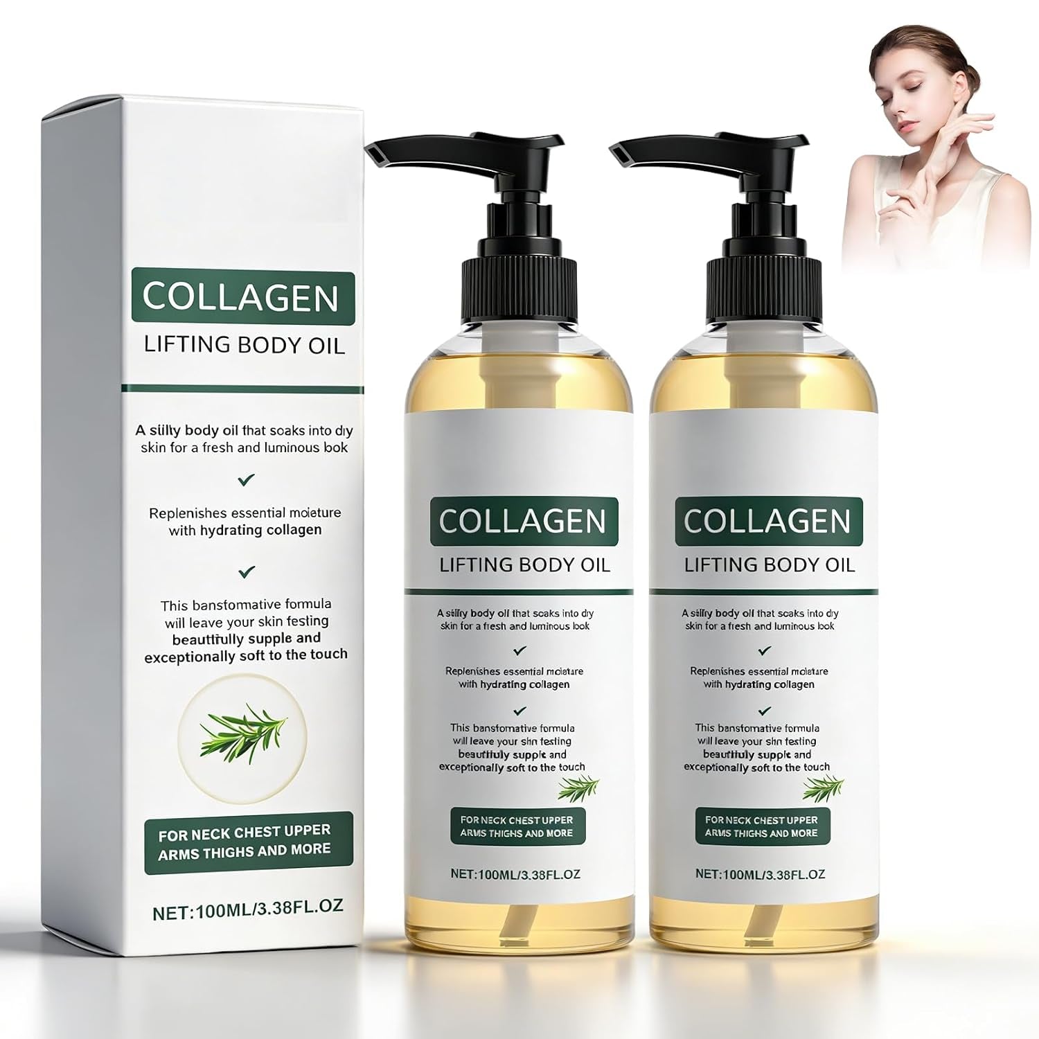 2 Packs Hydrating Collagen Oil for Body & after Shower,Collagen Lifting Body Oil after Shower Moisturizer Collagen Body Oils for Women & Men Lightweight Non-Greasy(1Pcs*3.38 Fl Oz)