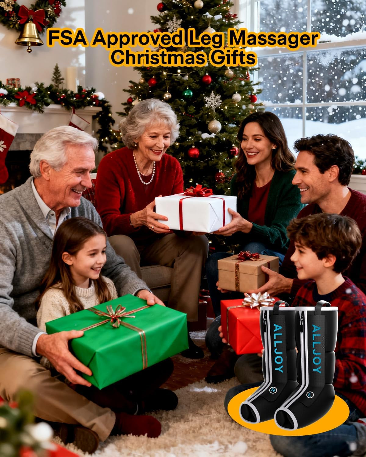 Leg Massager with Heat and Compression, Sequential Leg Compression Massager Boots with 2 Heat 4 Mode 4 Intensity, Leg Massager for Circulation and Pain Relief FSA