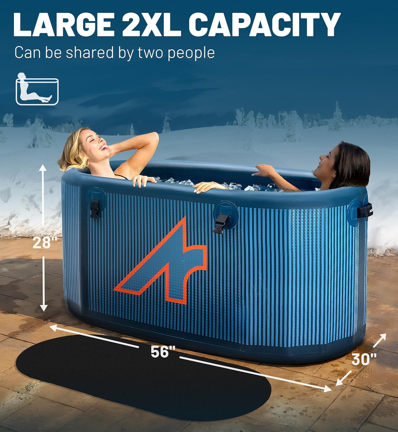 Inflatable 126 Gal XXL Oval Cold Plunge Tub, Superior Insulation, 8-Layered Portable Ice Bath Tub, Ice Plunge with Insulated Lid, Hand Pump, Eva Pad, Outdoor Use for Athletes, Adults