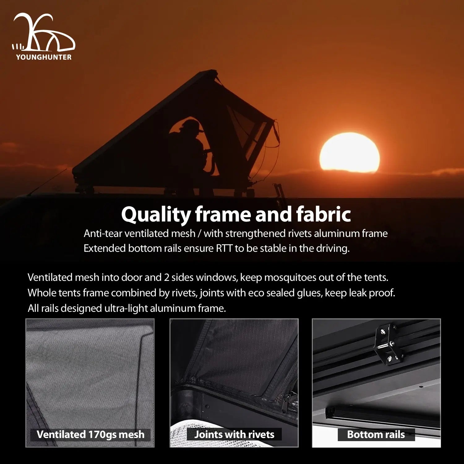 4X4 Camping Car Truck Pop up Triangle Hardshell Rooftop Tent