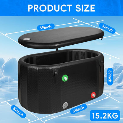 Ice Bath Tub, 216 Gallon Inflatable Cold Plunge Tub with Thermometer and Water-Absorbent Mat, Portable Bath Tub for Outdoor & Indoor Recovery, 59"X32"X29"