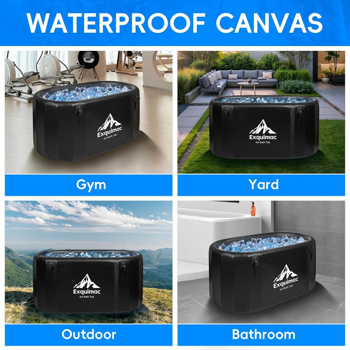 Ice Bath Tub, 216 Gallon Inflatable Cold Plunge Tub with Thermometer and Water-Absorbent Mat, Portable Bath Tub for Outdoor & Indoor Recovery, 59"X32"X29"