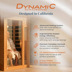 DYNAMIC SAUNAS Barcelona 1- to 2-Person Low EMF FAR Infrared Sauna with Red Light Therapy & Bluetooth Speakers | Personal Indoor Dry Heat Sauna for Home & Gym – Made from Canadian Hemlock