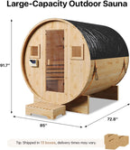 Outdoor Traditional Sauna, 4-6 Person Wooden Sauna, Steam Wet Wood Sauna with 220V with 6KW Heater, Sauna Stone, Thermometer