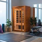 DYNAMIC SAUNAS Barcelona 1- to 2-Person Low EMF FAR Infrared Sauna with Red Light Therapy & Bluetooth Speakers | Personal Indoor Dry Heat Sauna for Home & Gym – Made from Canadian Hemlock