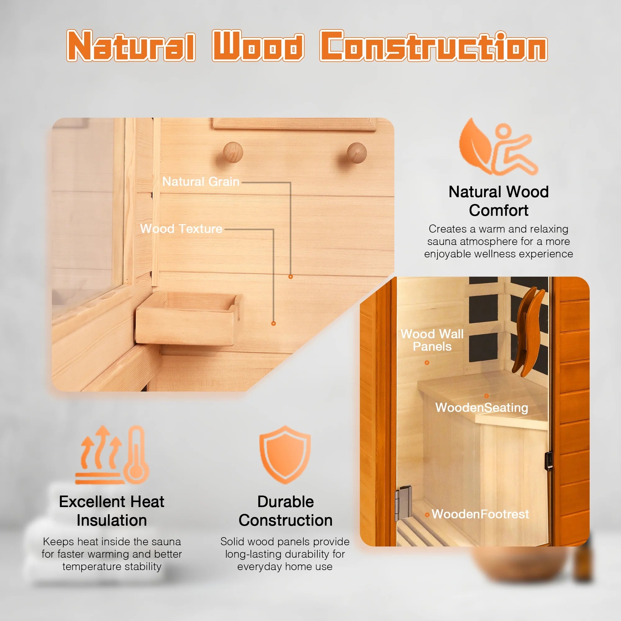 1 Person Far Infrared Sauna for Home, 800W Indoor Personal Sauna with 5 Heating Panels, Bluetooth Speaker, Tempered Glass Door, Control Panel, 110V UL Power Cord (Red-Brown)