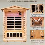 Moray 1-2 Person Old-Fir Outdoor Infrared Sauna with 8-Carbon Far Infrared Heaters and Waterproof