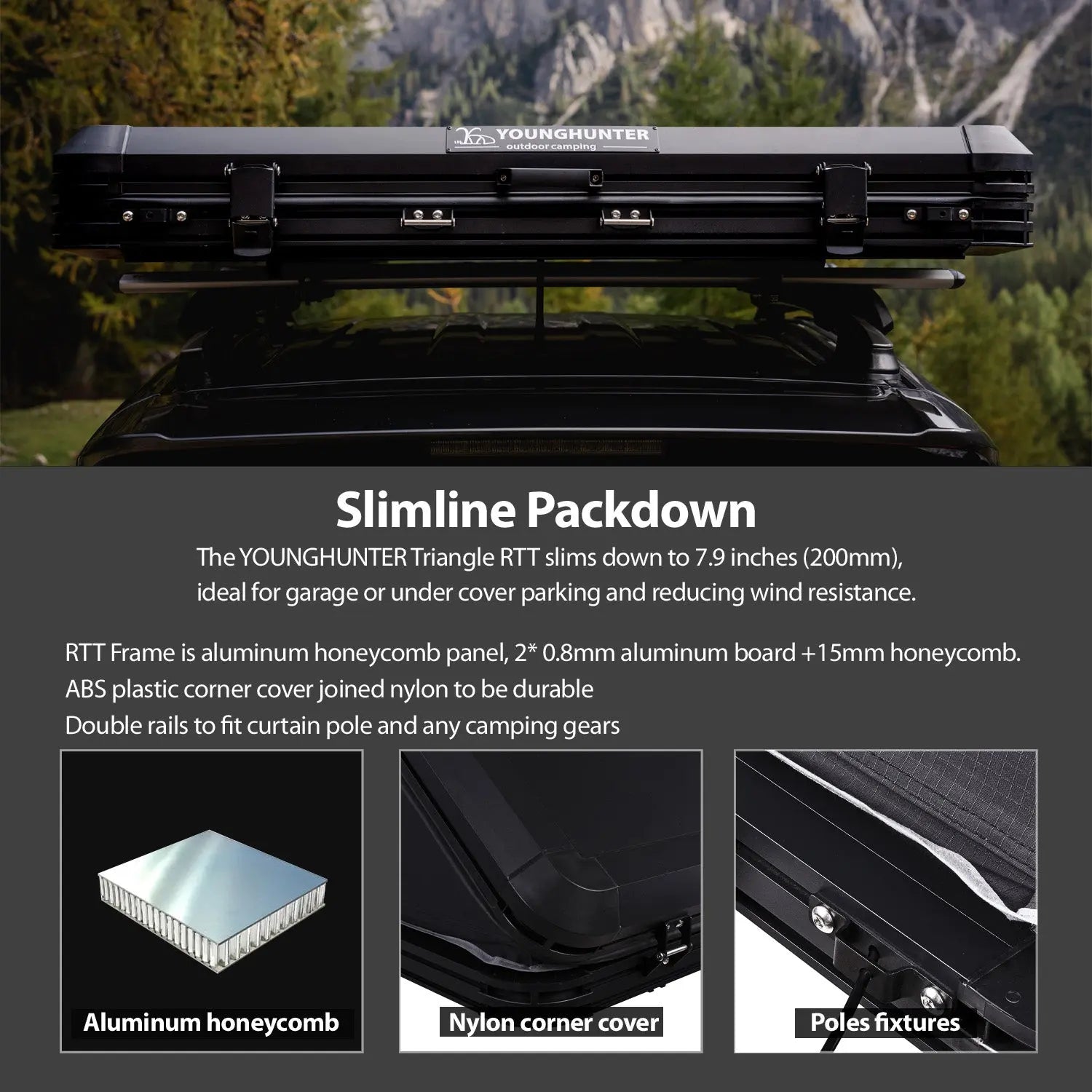 4X4 Camping Car Truck Pop up Triangle Hardshell Rooftop Tent