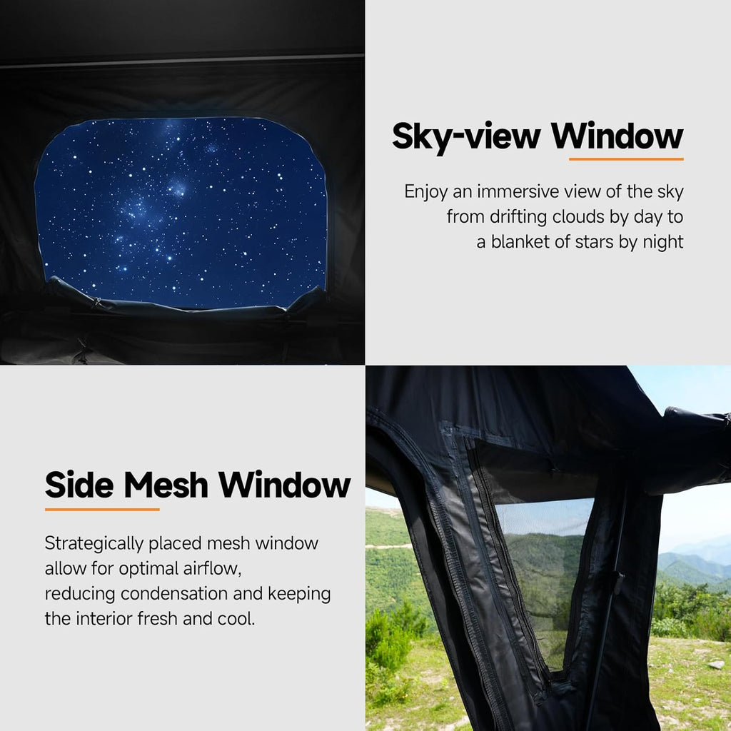 Aluminum Rooftop Tent for 4 Season Camping,Pop up Hard Shell Roof Top Tent Hardshell for Jeep Truck SUV Car,2-3 Person