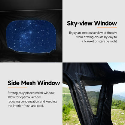 Aluminum Rooftop Tent for 4 Season Camping,Pop up Hard Shell Roof Top Tent Hardshell for Jeep Truck SUV Car,2-3 Person