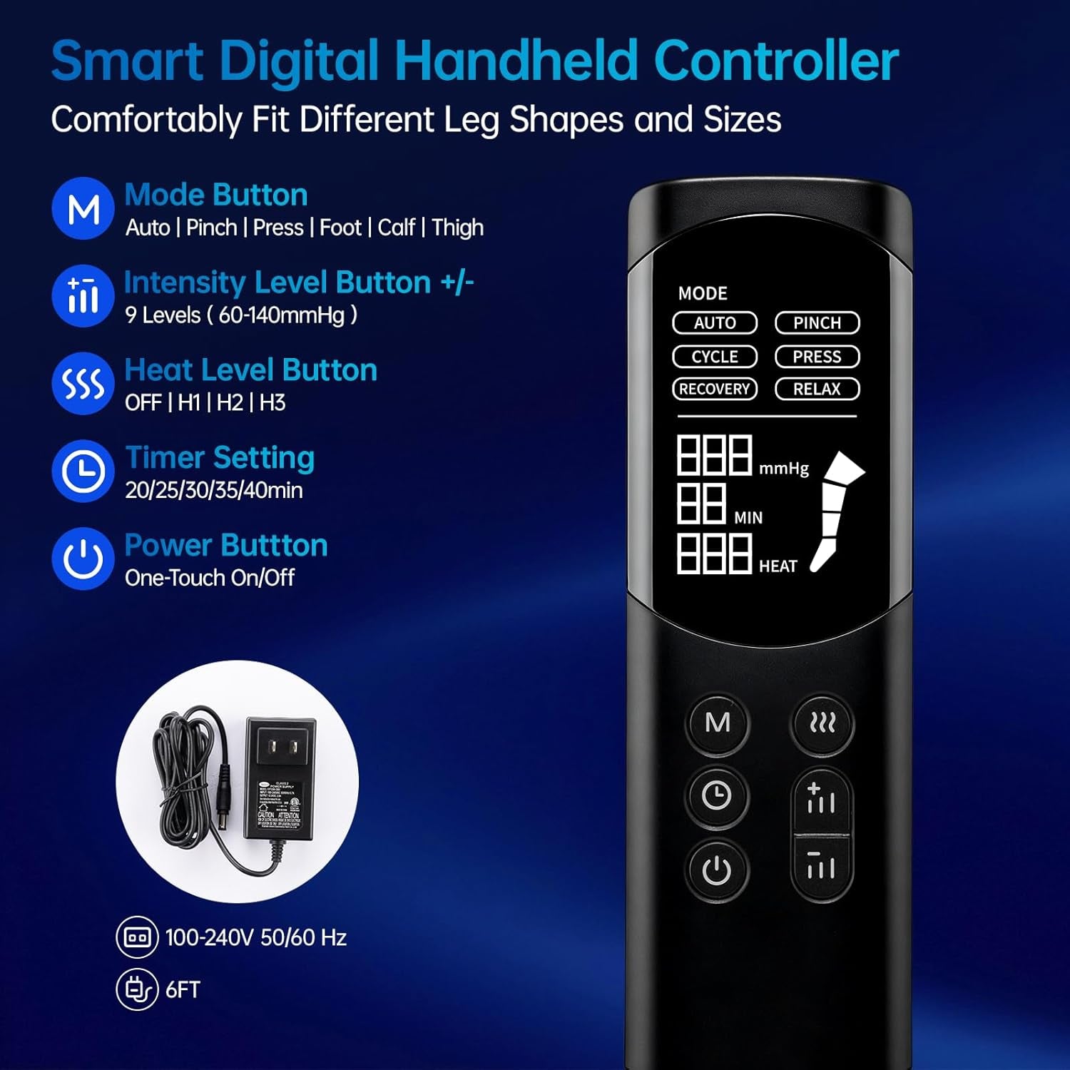 Air Leg Compression Massager Pro with Heat for Circulation and Pain Relief, Leg Recovery Compression System for Fast Recovery of Foot, Calf and Thigh, Relieve Edema, Reduce Muscle Fatigue