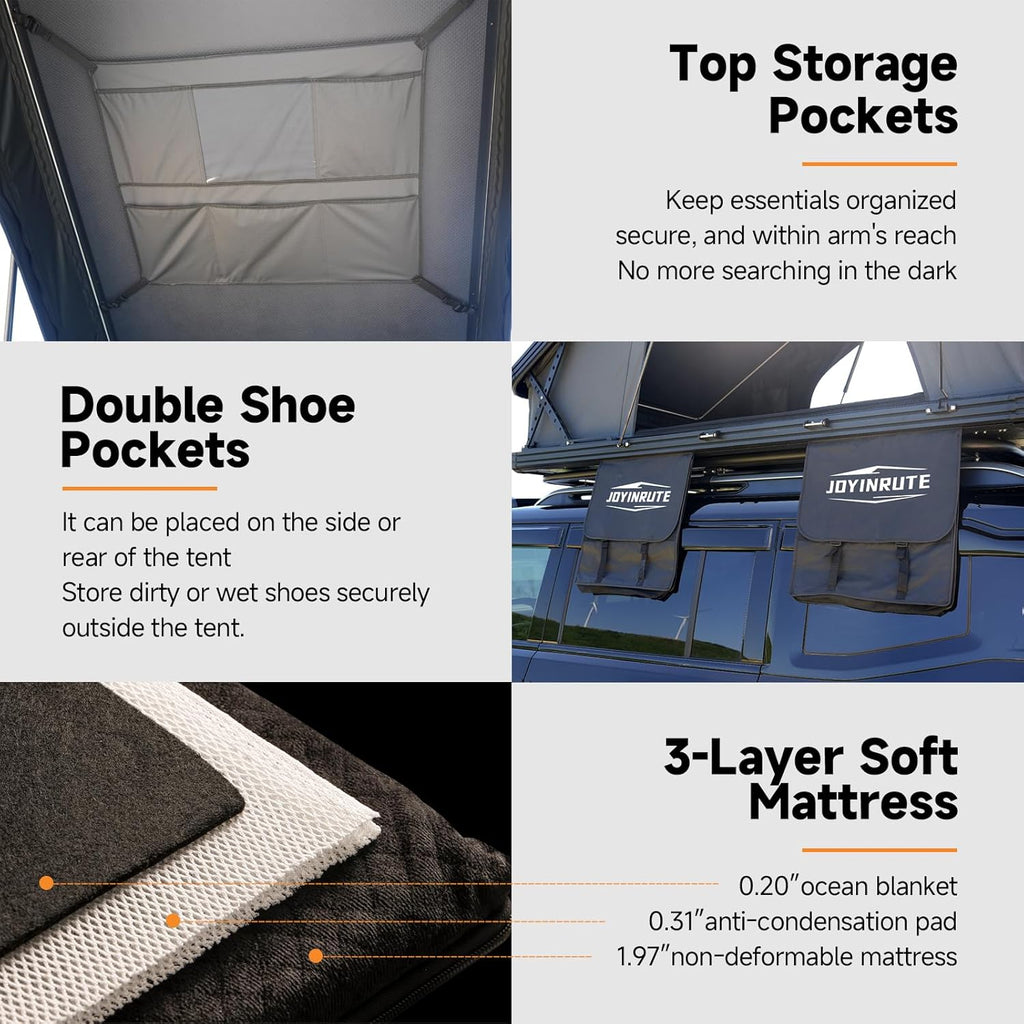 Aluminum Rooftop Tent for 4 Season Camping,Pop up Hard Shell Roof Top Tent Hardshell for Jeep Truck SUV Car,2-3 Person