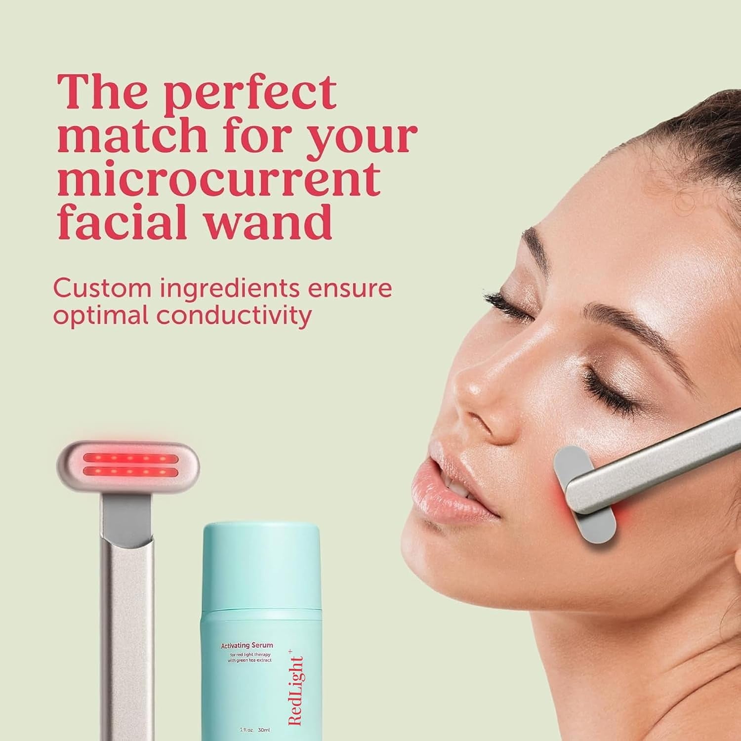 Matcha Red Light Therapy Activation Serum for Face & Neck - Made in USA - Stays Workable a Full Session, No Sticky Drag - Niacinamide, Hyaluronic Acid & Ceramides - Fragrance-Free, 1 Fl Oz