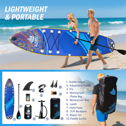 Inflatable Stand-Up Paddle Board Wide SUP with Full Accessories, Anti-Slip EVA Deck, Paddleboard for Yoga/Surfing/Fishing & More, for Youth & Adults