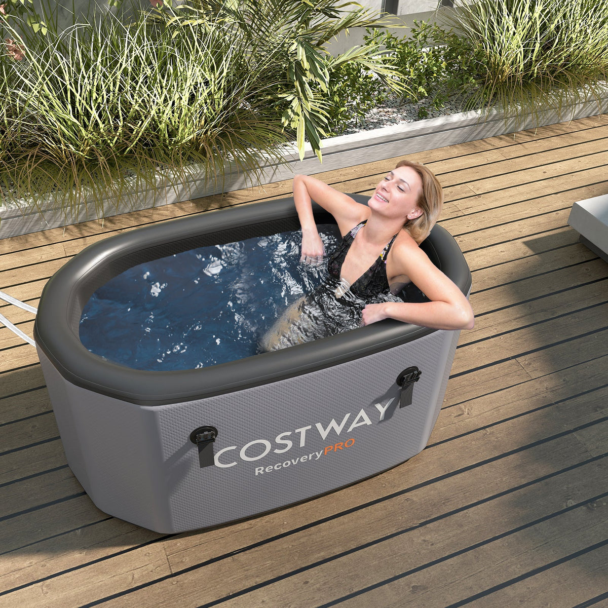 The Gal Oval Ice Bath Tub with Cover for Athletes