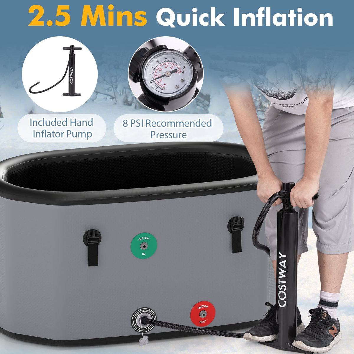 The Gal Oval Ice Bath Tub with Cover for Athletes