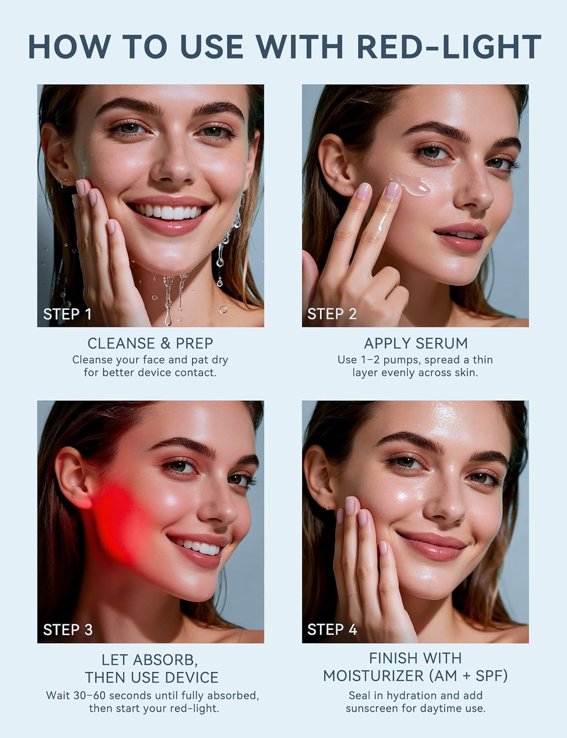 Red Light Therapy Serum for Face – Activation & Hydration Booster for LED Mask, Microcurrent & Facial Devices – Hyaluronic Acid, Green Tea, Niacinamide, Centella & Aloe – 1.01 Fl.Oz * 2