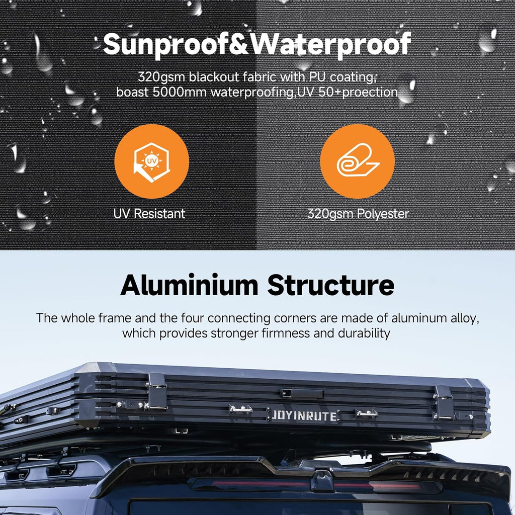 Aluminum Rooftop Tent for 4 Season Camping,Pop up Hard Shell Roof Top Tent Hardshell for Jeep Truck SUV Car,2-3 Person