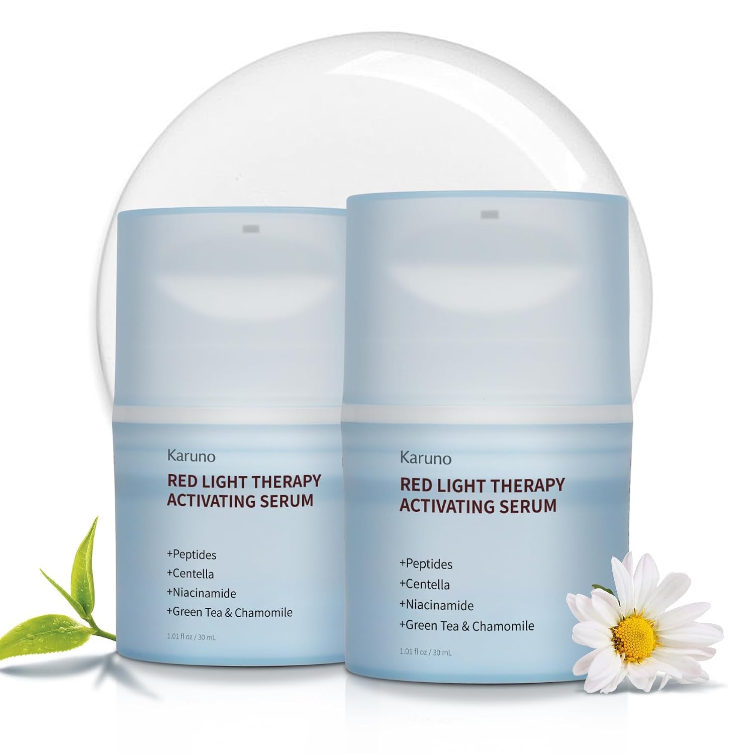 Red Light Therapy Serum for Face – Activation & Hydration Booster for LED Mask, Microcurrent & Facial Devices – Hyaluronic Acid, Green Tea, Niacinamide, Centella & Aloe – 1.01 Fl.Oz * 2