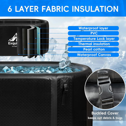 Ice Bath Tub, 216 Gallon Inflatable Cold Plunge Tub with Thermometer and Water-Absorbent Mat, Portable Bath Tub for Outdoor & Indoor Recovery, 59"X32"X29"