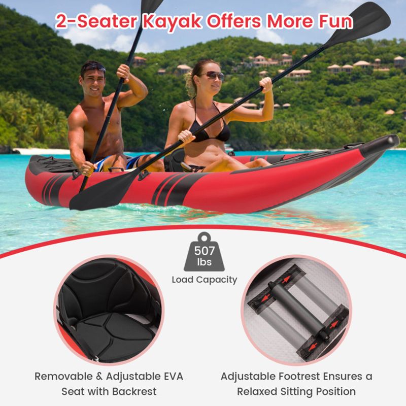 The Adventure Inflatable 2-person Kayak Set with Aluminum Oars and Repair Kit