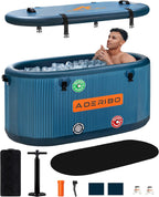 Inflatable 126 Gal XXL Oval Cold Plunge Tub, Superior Insulation, 8-Layered Portable Ice Bath Tub, Ice Plunge with Insulated Lid, Hand Pump, Eva Pad, Outdoor Use for Athletes, Adults