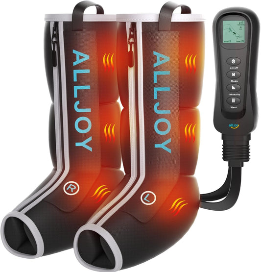 Leg Massager with Heat and Compression, Sequential Leg Compression Massager Boots with 2 Heat 4 Mode 4 Intensity, Leg Massager for Circulation and Pain Relief FSA