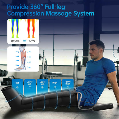 Air Leg Compression Massager Pro with Heat for Circulation and Pain Relief, Leg Recovery Compression System for Fast Recovery of Foot, Calf and Thigh, Relieve Edema, Reduce Muscle Fatigue