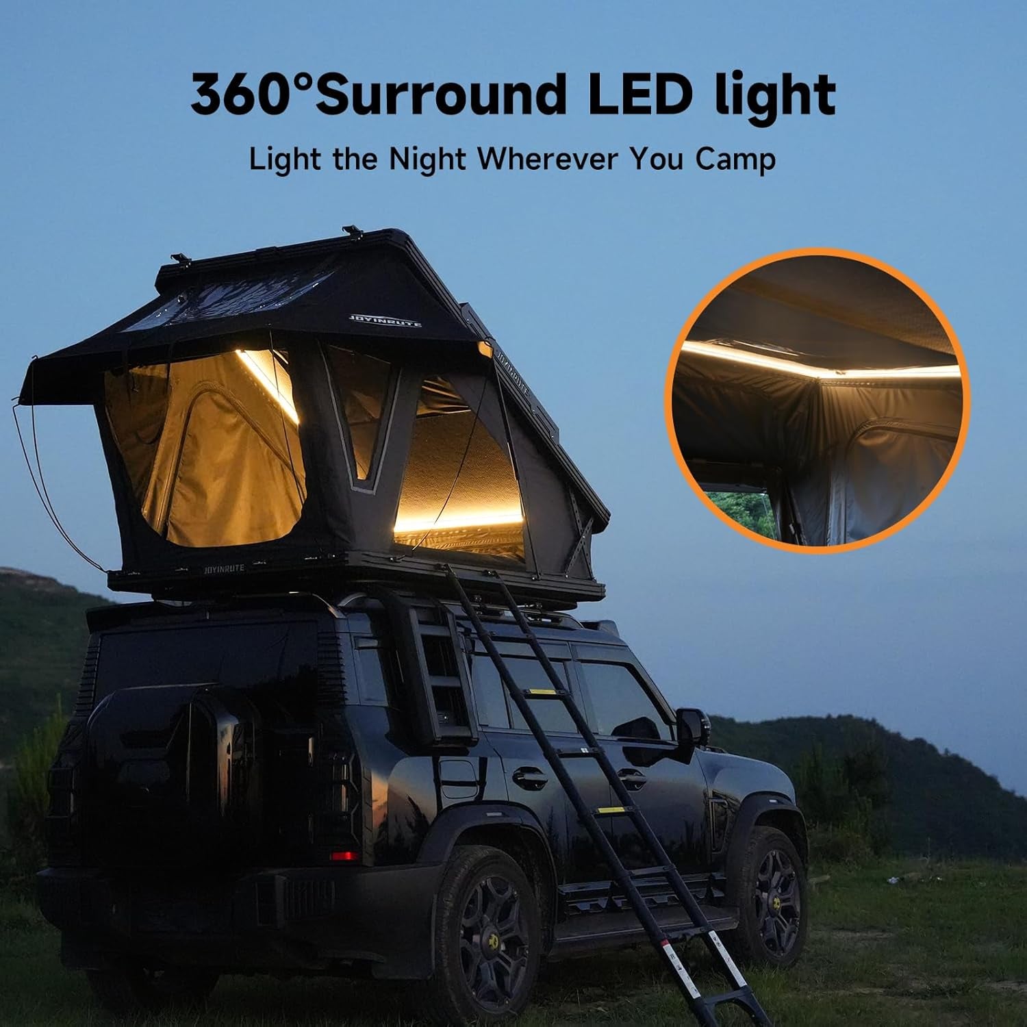 Aluminum Rooftop Tent for 4 Season Camping,Pop up Hard Shell Roof Top Tent Hardshell for Jeep Truck SUV Car,2-3 Person