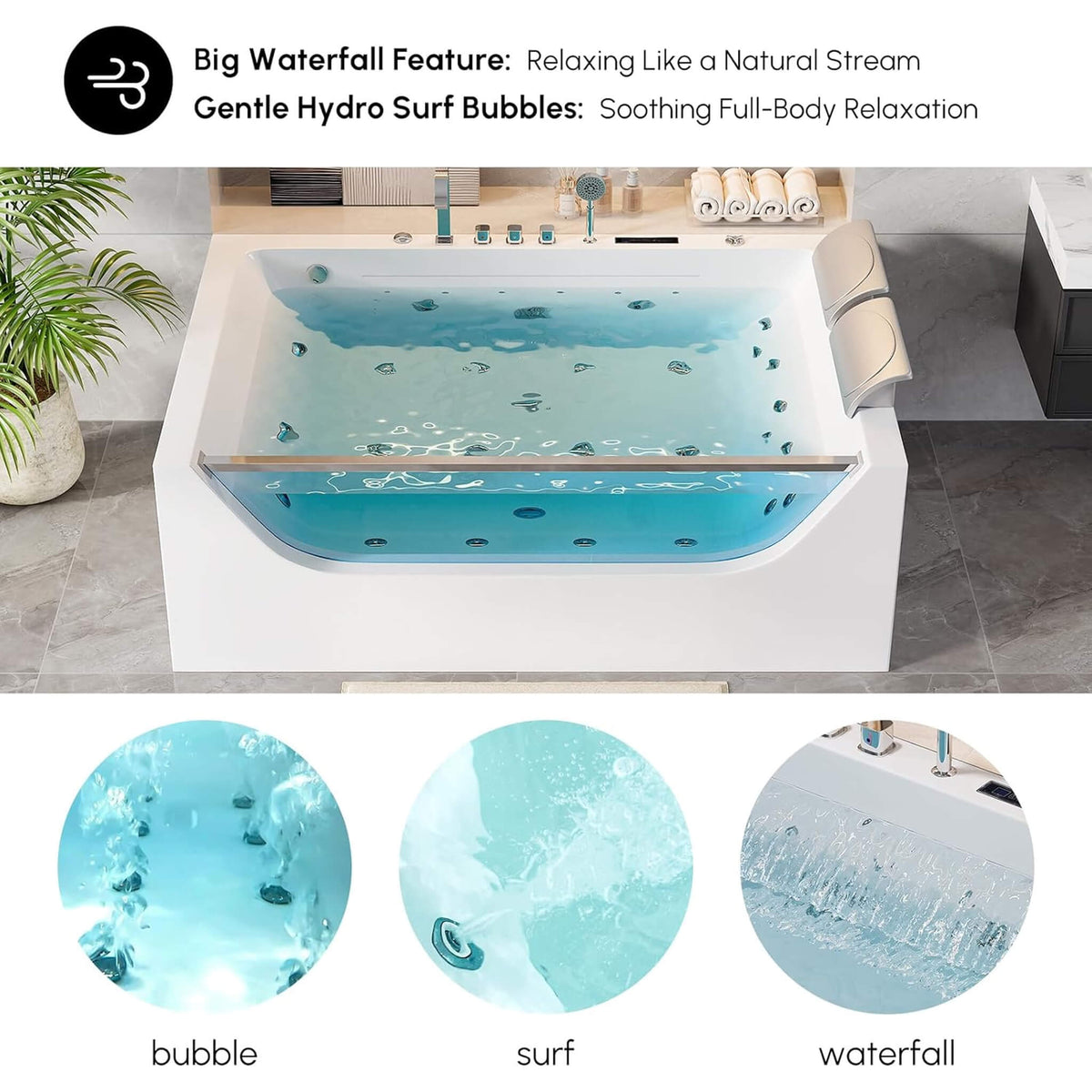Novara 71-Inch Luxury 2-Person Jetted Whirlpool Tub