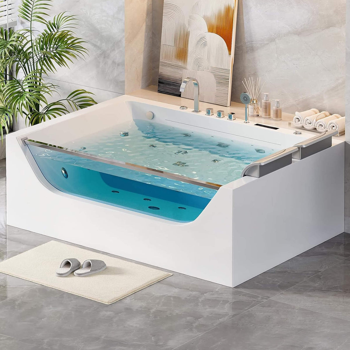 Novara 71-Inch Luxury 2-Person Jetted Whirlpool Tub