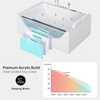 Novara 71-Inch Luxury 2-Person Jetted Whirlpool Tub